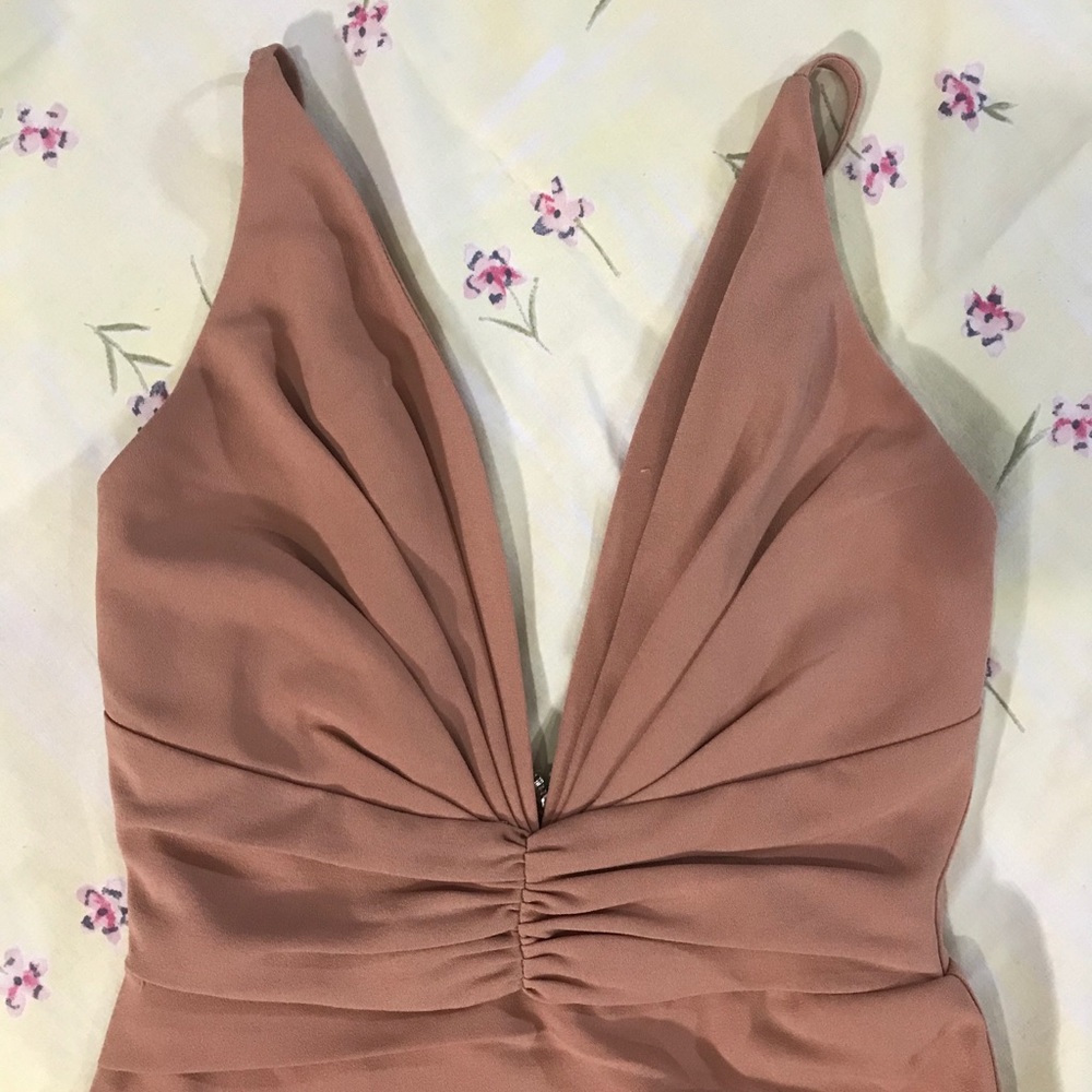 Tan/Pink Asymmetrical Selfie Leslie Dress - Picture 4 of 5